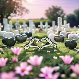 Skeleton Hands making a Heart Enamel Pin Set of 2 Hands Spooky Goth Love Horror